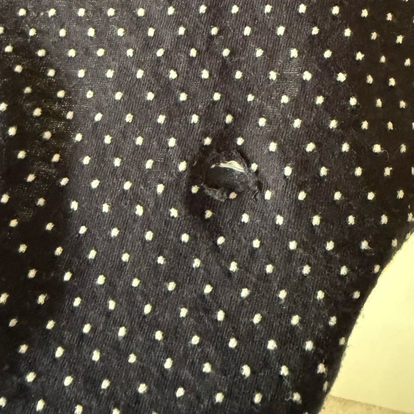 Green Envelope Navy and White Polka Dot Top w 3/4 Bell Sleeves Size M - Picture 7 of 8